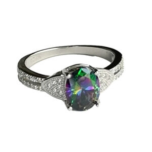 Mystic Topaz cz ring in Sterling Silver size  8 🆕